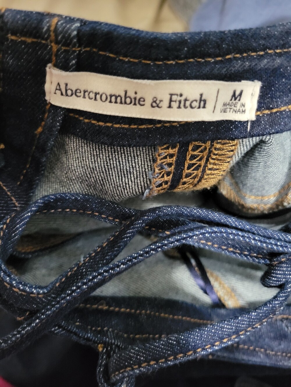 Abercrombie And Fitch Drop Waist Denim Mini Dress Size Medium - Picture 4 of 5
